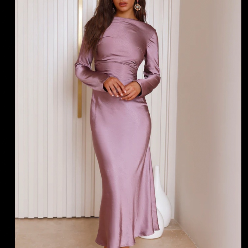Fortunate One Forget Me Not Satin Maxi Dress / Purple / XL